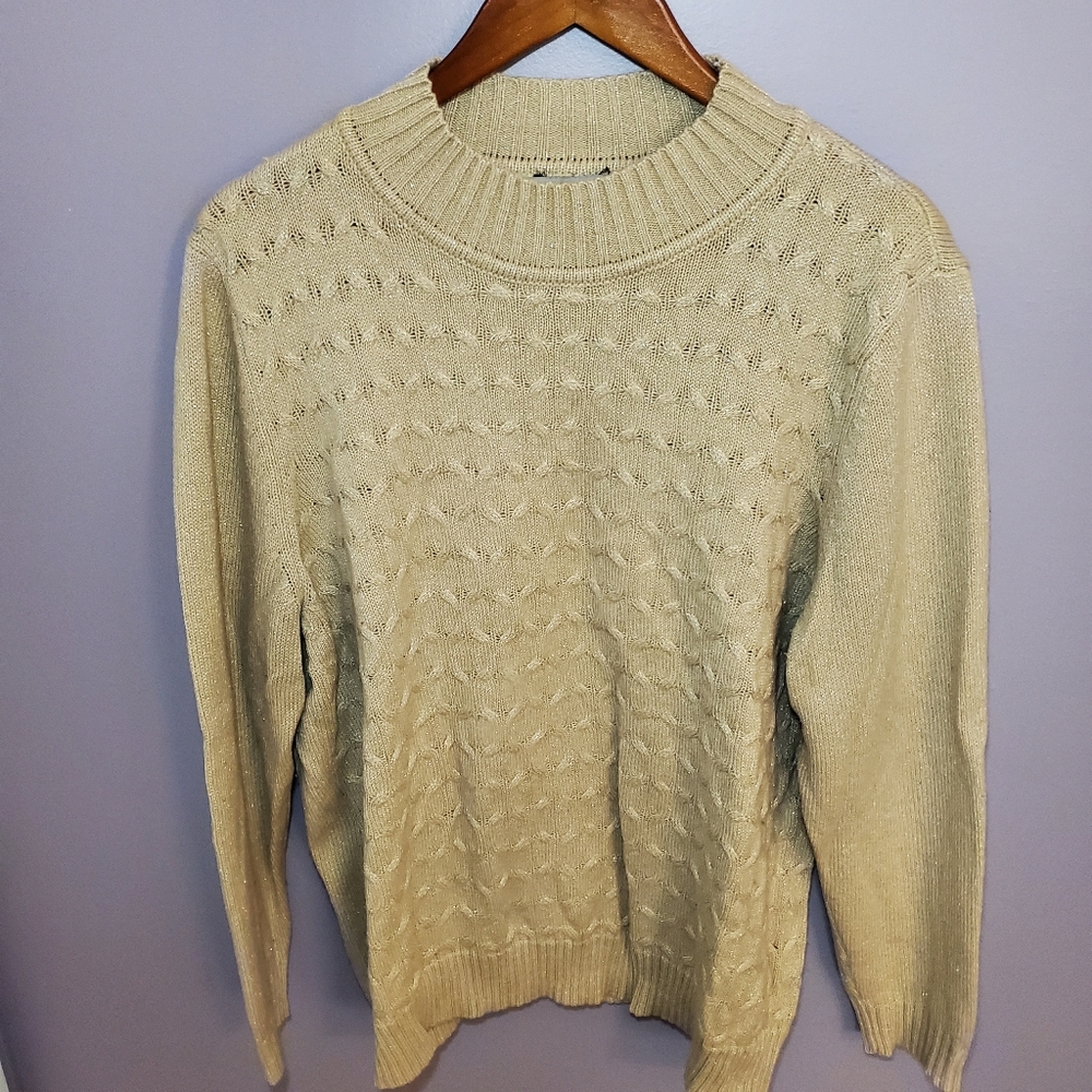 Sag Harbor Gold Shimmer Knit Sweater 1X
